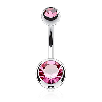 14GA Surgical Steel & Synthetic Opal Resin Belly Button Rings for Women | 3/8" Length, 5mm x 8mm Ball, Classic Look, Super High Quality - style: Titanium 6pcs AB, Blue, Clear, Pink, Aqua, Red