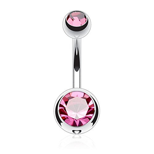 14GA Surgical Steel & Synthetic Opal Resin Belly Button Rings for Women | 3/8" Length, 5mm x 8mm Ball, Classic Look, Super High Quality - style: Titanium 6pcs AB, Blue, Clear, Pink, Aqua, Red