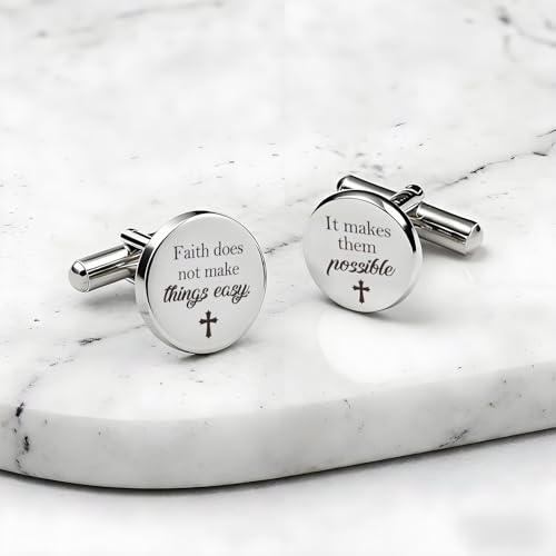 Mens Christian Gifts Inspirational Bible Verse Catholic Religious Spiritual Gifts Faith Based God Biblical Gift Fathers Day Birthday Presents Unique Christmas Gift Stainless Steel Cuff Links Cufflinks