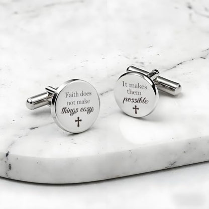Mens Christian Gifts Inspirational Bible Verse Catholic Religious Spiritual Gifts Faith Based God Biblical Gift Fathers Day Birthday Presents Unique Christmas Gift Stainless Steel Cuff Links Cufflinks