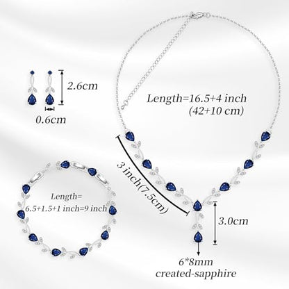 Jewelry Set for Women Bride Bridesmaid Wedding Party Prom Necklace Earrings Bracelet Set Gift for Mother Wife Friend - color: Blue