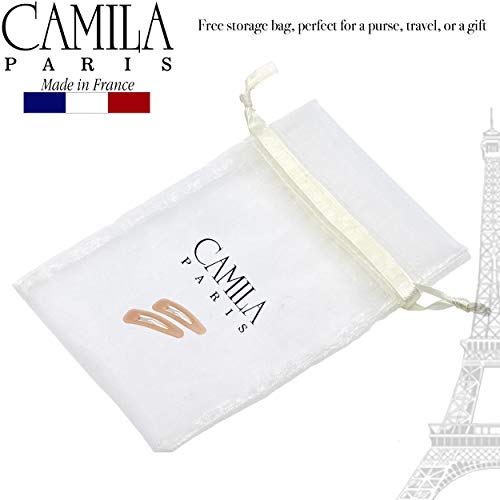 Camila Paris CP3090 French Hair Barrettes Clips, Snap Hair Slides Clic Clac for Women, Styling Girls Side Slide-in Metal Snap Pin Hair Accessories for Women. Strong Hold, No Slip Grip, Made in France - color: Beige 2"