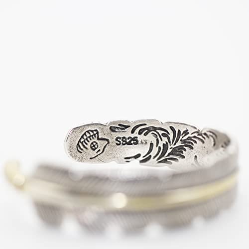 Innocence S925 Silver-Plated Antique Wide Feather Cuff Bracelet For Men Women Adjustable Retro Twisted Feathers Bracelets Gift Jewelry - color: Feather