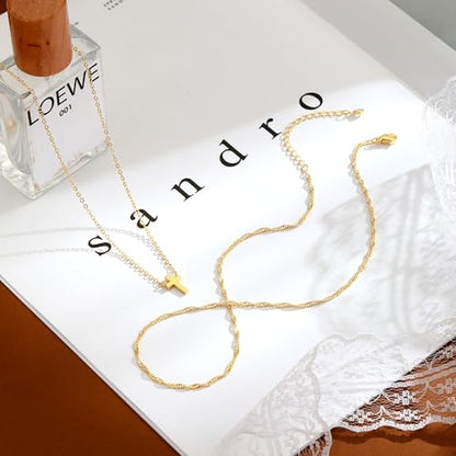 Cross Necklace for Women Dainty Small Cross Pendant Choker 14K Gold Plated Simple Trendy Cute Cross Charm Chain Necklace Easter Baptism Religious Faith Jewelry Gift - color: Layer Cross-GD