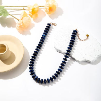 Resin Chunky Beaded Necklace for Women,Vacation Jewelry | Acrylic Beads,Boho Summer Beach Handmade Jewelry,Trendy Bold Statement Beaded Necklace,Birthday Gift for Women - color: Navy Blue
