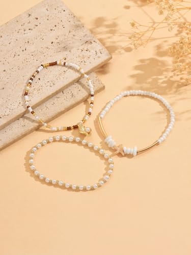 Gold Shell Ankle Bracelets for Women Adjustable Boho Beach Jewelry Set With Starfish Conch Pearl Bead Summer Vacation Foot Accessories Gifts for Travel - color: Gold-A