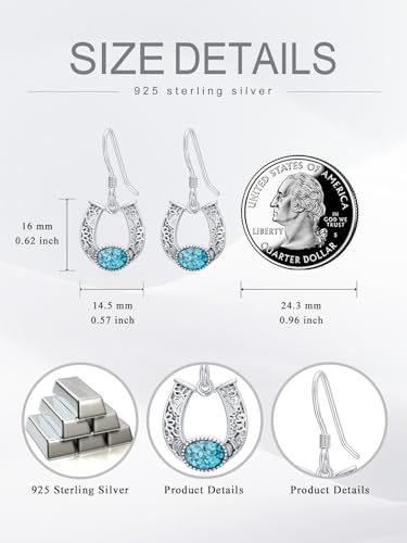 Dorunmo s925 Sterling Silver Western Dangle Drop Earrings Birthday Jewelry Gifts for Women - style: Horseshoe