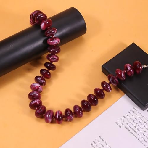Beaded Necklace for Women Statement Chunky Necklace Boho Bead Choker Acrylic Big Bead Necklaces Summer Beach Jewelry for Women - color: Red