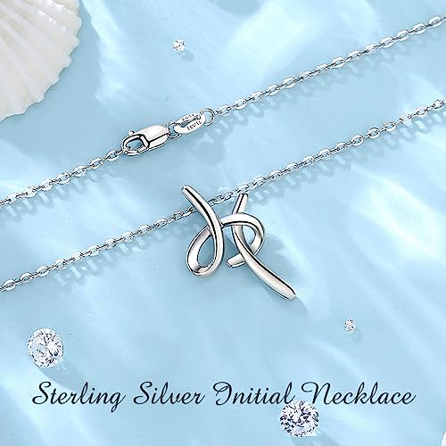 EUDORA Sterling Silver Initial Necklaces for Women, Classic 26 Letter Neckless Gifts for Girls, Sister, Mother Daughter, 18 inch Chain - style: H