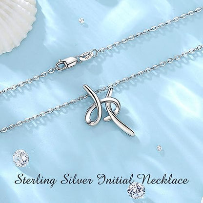 EUDORA Sterling Silver Initial Necklaces for Women, Classic 26 Letter Neckless Gifts for Girls, Sister, Mother Daughter, 18 inch Chain - style: H