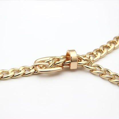 Gold Chain Belt for Women, Metal Cuban Link Waist Belt with Adjustable Buckle, Fashion Chunky Chain for Dresses Jeans - color: Gold-Cuban Link