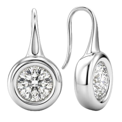 14K Gold & Silver Plated Trendy Bezel Set Cubic Zirconia Drop Earrings Minimalist Teardrop Hook Earrings for Women Diamond Crystal Charm Statement Teardrop Earrings Jewelry Gifts - color: Silver-Round zircon