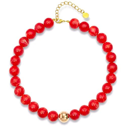 Chunky Beaded Necklace for Women, Colorful Trendy Statement Summer Jewelry Gift - color: necklace-6