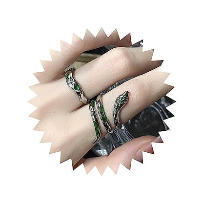 Gothic Silver Snake Ring Set - Open, Adjustable, Stacking Midi Index Finger Rings for Women and Girls (2 Pcs) - style: style-4