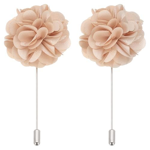 PATIKIL Flower Boutonnieres Pin, Lapel Pin for Men Camellia Flower for Suit Wedding Graduation Anniversary Graduation Outfit Accessories - color: Cream