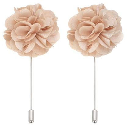 PATIKIL Flower Boutonnieres Pin, Lapel Pin for Men Camellia Flower for Suit Wedding Graduation Anniversary Graduation Outfit Accessories - color: Cream