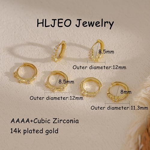 CZ Huggie Earrings for Women, Dainty Gold Earring Stacks 14K Gold Plated Small Huggie Hoop Earrings for Women Trendy Hypoallergenic Cute Unique Gold Earrings Set Fashion Gold Womens Jewelry - color: Gold-set3