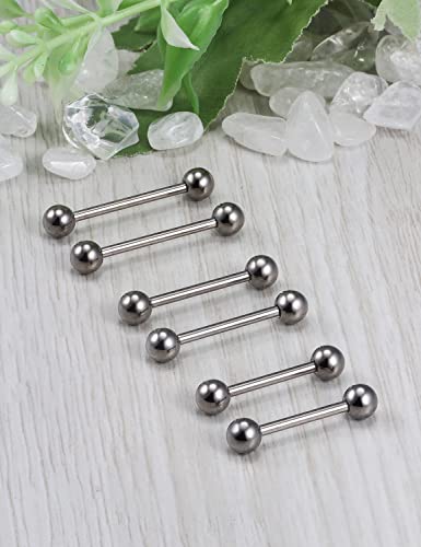 16G 14G 12G Titanium Tongue Rings Nipple Piercings Externally/Internally Threaded G23 Hypaollergenic Nipple Tongue Barbells Piercing Jewelry for Women Men 12mm 14mm 16mm 19mm Bars - style: 14G-14mm 16mm 19mm Bars-Externally Threaded