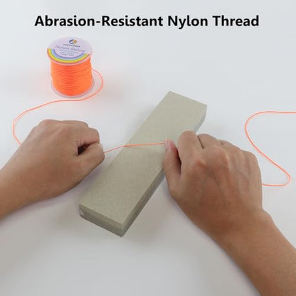 LUSTEMBER 0.8mm Nylon String, Strong Bracelet String, Durable Nylon Cord for Jewelry Making, Bracelets, Beading, Necklaces, Rattail Braiding, Kumihimo, Wind Chimes, Blinds and Handicrafts - size: Orange