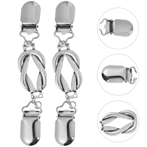 2pcs Vintage Alloy Cardigan Clips Shawl Brooch Clips Easy to Silver Collar for Women Fashionable Retro Style