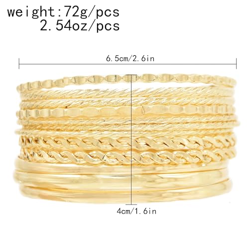 12PCS Sterling Silver Bangle Bracelets for Women Stack Chunky Indian MultiLayer Stackable Textured Boho Simple Delicate Jewelry Set Non Tarnish Birthday Gifts for Women Her