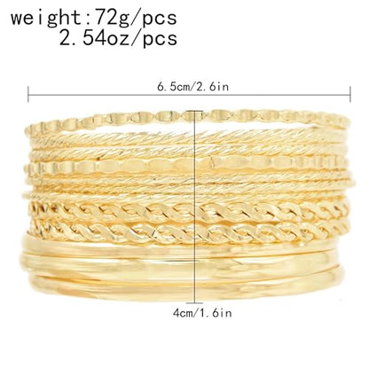 12PCS Sterling Silver Bangle Bracelets for Women Stack Chunky Indian MultiLayer Stackable Textured Boho Simple Delicate Jewelry Set Non Tarnish Birthday Gifts for Women Her