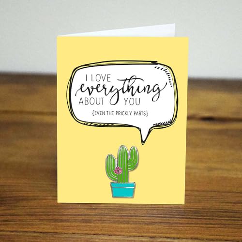 Inspirational Enamel Pin by LifeBeats | Cute Pin for Clothes, Jackets, Hats, Bags, and Lanyards | Hat Pin Comes with a Greeting Card | Lapel Pin with Sturdy Backing - style: Prickly Parts I Love You