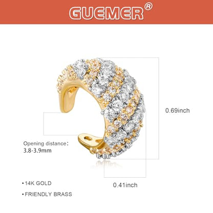 Chunky Ear Cuff Earrings for Women Single | Non Piercing, Clip On, 14K Gold Plated, Cubic Zirconia, Hypoallergenic, Jewelry Gifts - style: Oblique Diamond