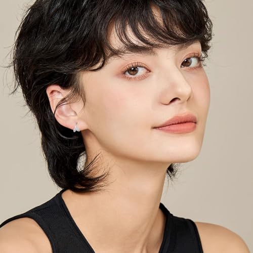 Dainty Gold Huggie Hoop Earrings for Women - 18K Gold Plated Cubic Zirconia Lightweight Mini Double Hoops Earrings for Everyday Wear - style: Leaf Earrings