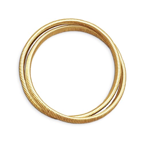 Bling Jewelry Omega Cobra Bangle Stretch Bracelet Rose Gold Silver Tone Stainless Steel - color: Gold