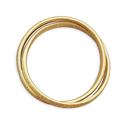 Bling Jewelry Omega Cobra Bangle Stretch Bracelet Rose Gold Silver Tone Stainless Steel - color: Gold