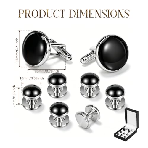 Cufflinks and Studs Set, Copper Formal Mens Cuff Links with Gift Box, Suitable for Black Suit White Shirts Vest and Red Bow tie on Wedding or Anniversary and Birthday