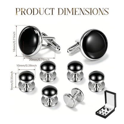 Cufflinks and Studs Set, Copper Formal Mens Cuff Links with Gift Box, Suitable for Black Suit White Shirts Vest and Red Bow tie on Wedding or Anniversary and Birthday