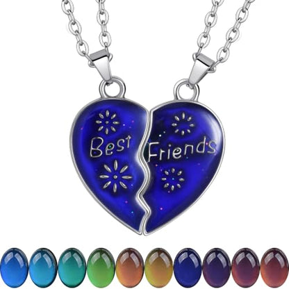 FM FM42 Temperature Sensing Color Changing Pendant Necklace with 19.29" Stainless Steel Rolo Chain - color: Best Friends Set, Pack of 2