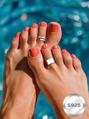 ChicSilver Toe Rings for Women 925 Sterling Silver Adjustable Toe Ring | 925 sterling silver, hypoallergenic for sensitive skin, adjustable open band, summer beach wear gift - color: A: 8mm Simple (1 pc)