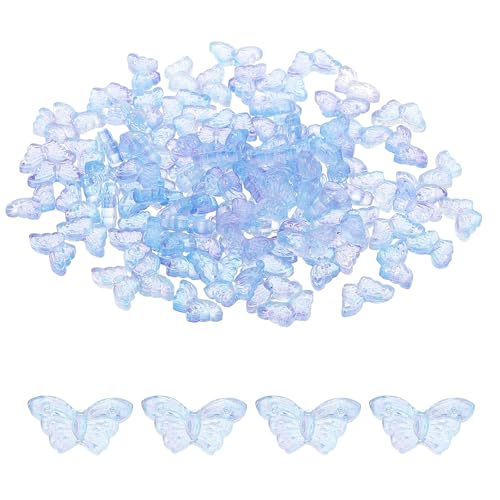 PATIKIL Butterfly Beads, 100Pcs Crystal Butterfly Beads Translucent Czech Glass Beads Spacer Bead for DIY Jewelry Making Bracelets Necklace - color: Purple Blue