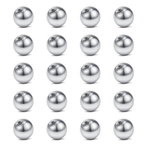 vcmart 16G 3mm Replacement Balls & 14G 5mm Piercing Balls Externally Threaded Nipple Industrial Tongue Belly Nose Lip Ear Piercing Barbell Parts - color: 2 -14G, 5mm balls, silver 20pcs