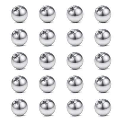 vcmart 16G 3mm Replacement Balls & 14G 5mm Piercing Balls Externally Threaded Nipple Industrial Tongue Belly Nose Lip Ear Piercing Barbell Parts - color: 2 -14G, 5mm balls, silver 20pcs