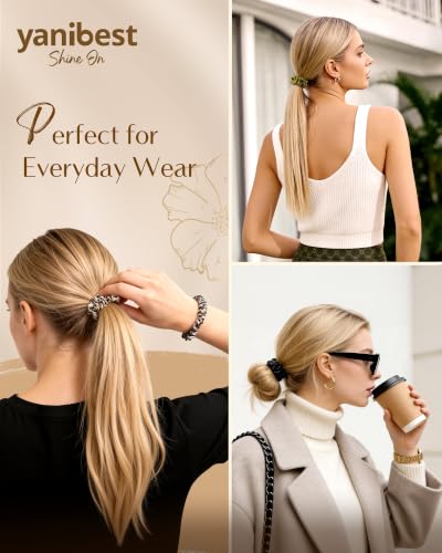 Yanibest 8 Pcs Satin Hair Ties - Thin Hair Scrunchies for Women & Girls | Silk Feeling Soft Hair Ties No Damage Frizz Free, Ponytail Holders Gentle on Hair for Fine to Medium Hair - color: Leopard Print