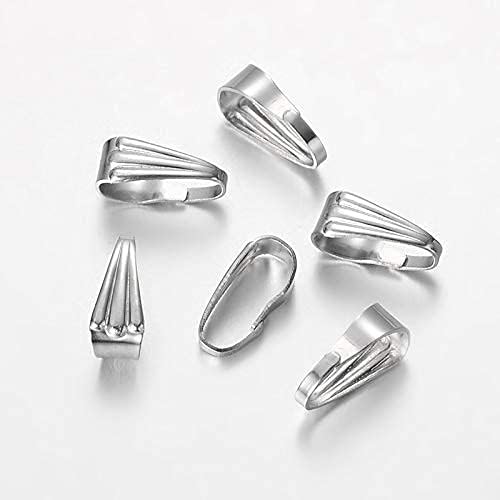 CHGCRAFT 100pcs 8x3mm 304 Stainless Steel Snap Bail Hook Pinch Clip Pendant Charms Clasps Chain Connector for Neckalce Bracelet Jewelry DIY Craft Making