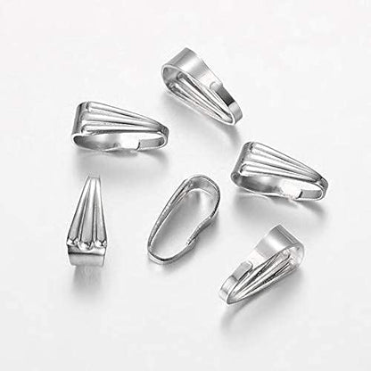 CHGCRAFT 100pcs 8x3mm 304 Stainless Steel Snap Bail Hook Pinch Clip Pendant Charms Clasps Chain Connector for Neckalce Bracelet Jewelry DIY Craft Making
