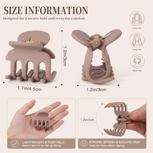 12Pcs Small Silicone Hair Clips for Women Thin Short Hair, 1.7 Inch | Flexible Claws Clips for Women, Strong Hold Comfort Claw Clip, Soft Matte Claw Clips for Half Up Styling