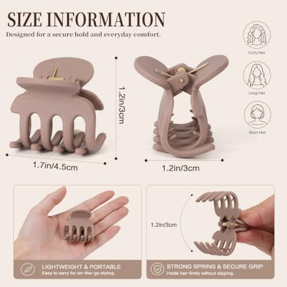 12Pcs Small Silicone Hair Clips for Women Thin Short Hair, 1.7 Inch | Flexible Claws Clips for Women, Strong Hold Comfort Claw Clip, Soft Matte Claw Clips for Half Up Styling