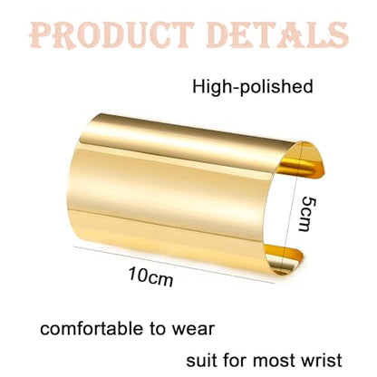 2Pcs Cuff Bangle Bracelet for Women Open Wide Wire Bracelets Gold Wrist Cuff Wrap Bracelet Adjustable - color: Gold1