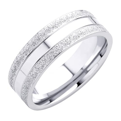 555Jewelry 4mm Sandblast Stainless Steel CZ Wedding Band Ring for Women & Men - color: Silver Style 8