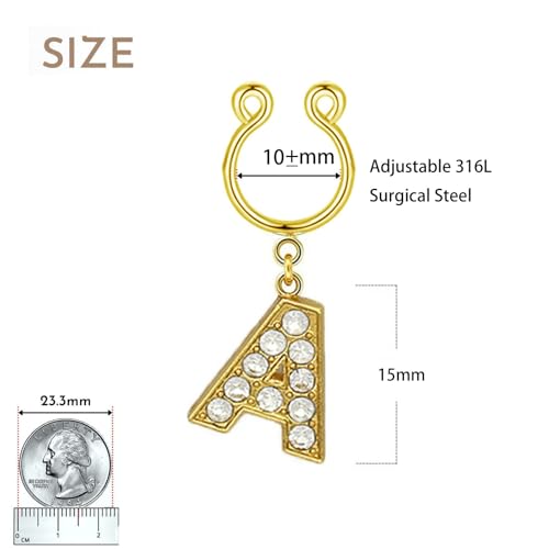 2Pcs Fake Nipple Rings Name Initial Letter Nipple Clamps for Women Non Piercing Beginner Cubic Zirconia Non Piercing Nipple Jewelry - color: E