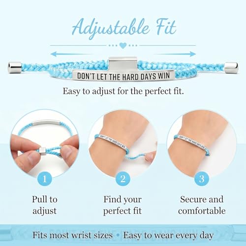 Frodete Dont Let The Hard Days Win Bracelet Inspirational Gifts for Women Adjustable Braided Tube Bracelet Gifts for Friends - color: A9:blue