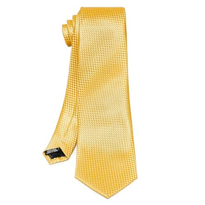 5PCS Mens Silk Tie, Pocket Square, Cufflinks, Drilled Tie Ring and Lapel Pin Set for Wedding Groom Party - color: Champagne Tie Set