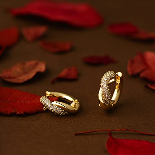Cubic Zirconia Huggie Earrings 14k Gold Plated Tiny Earrings Small Huggie Hoop Earrings Simple Lightweight Hoops Gift for Women - color: S winding