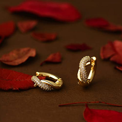 Cubic Zirconia Huggie Earrings 14k Gold Plated Tiny Earrings Small Huggie Hoop Earrings Simple Lightweight Hoops Gift for Women - color: S winding